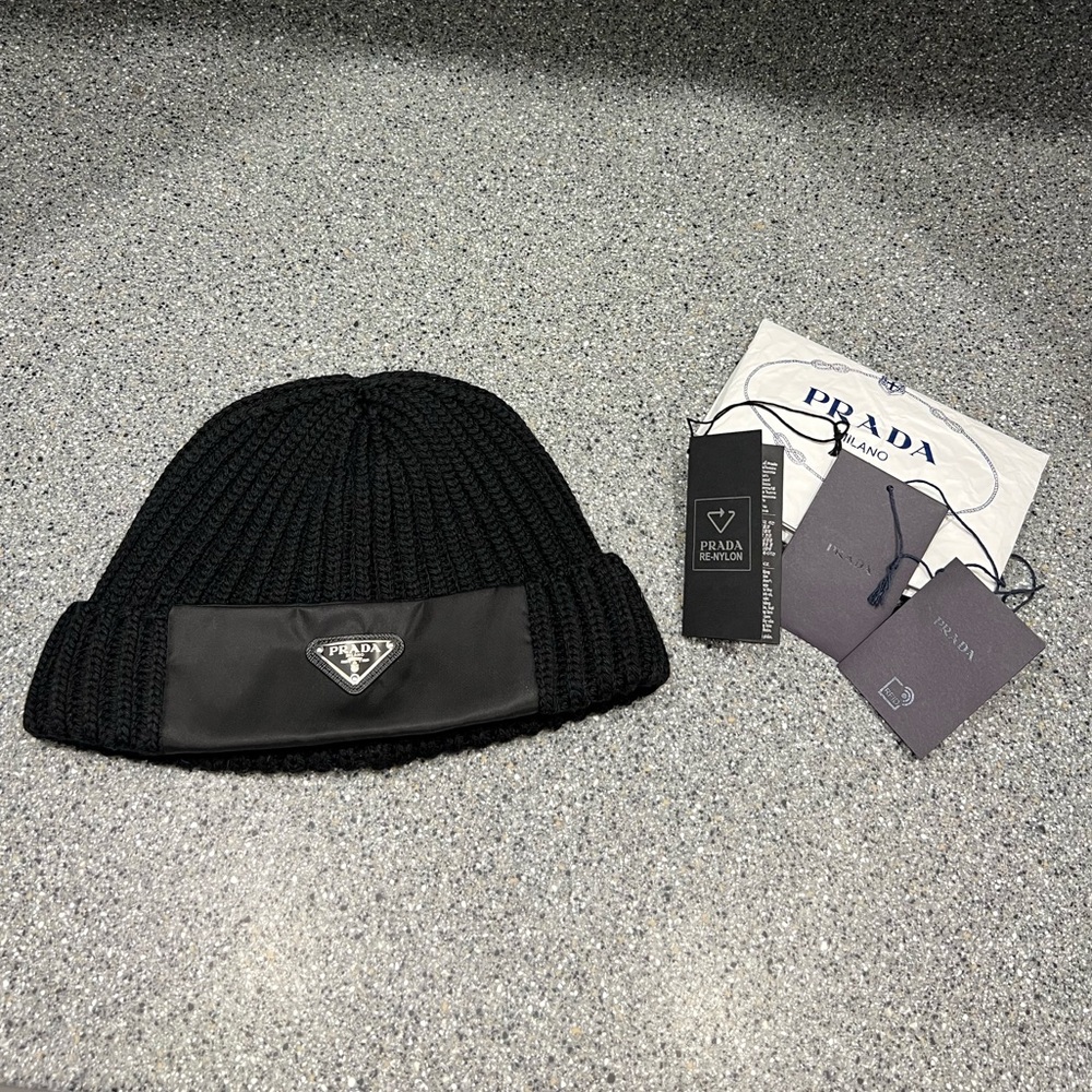 PRADA Re-Nylon Gabardine and Wool Cap - 💯 AUTHENTIC - Sz L